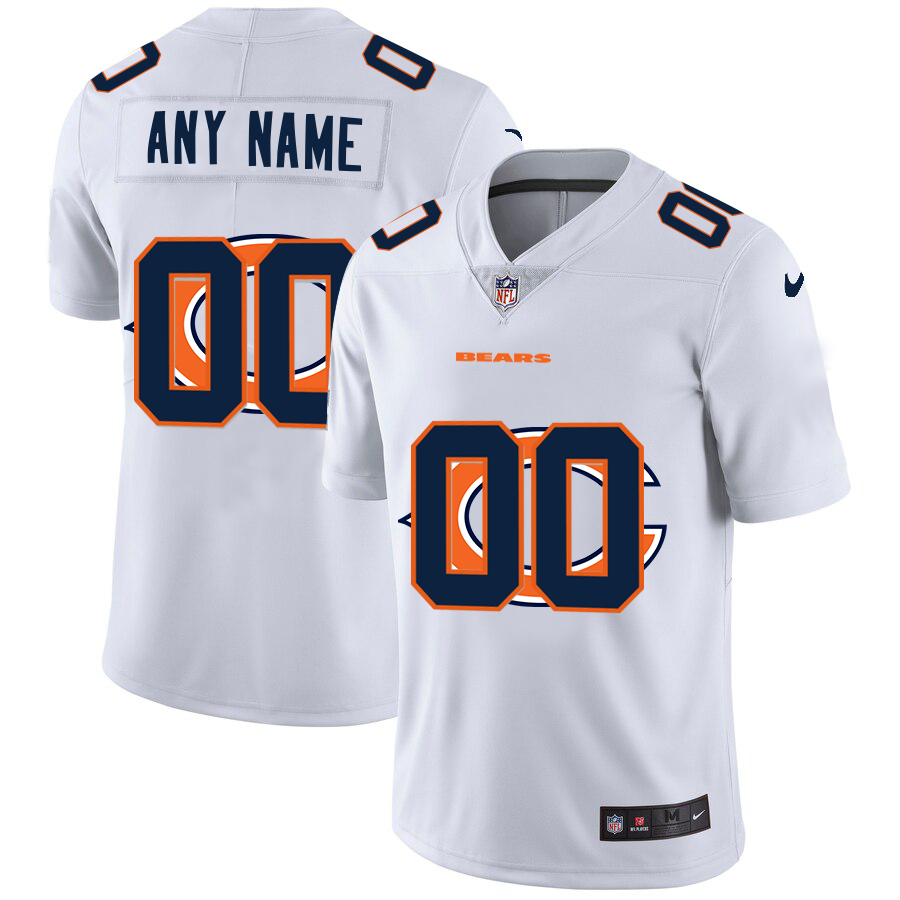 Chicago Bears Custom White Men's Nike Team Logo Dual Overlap Limited NFL Jersey