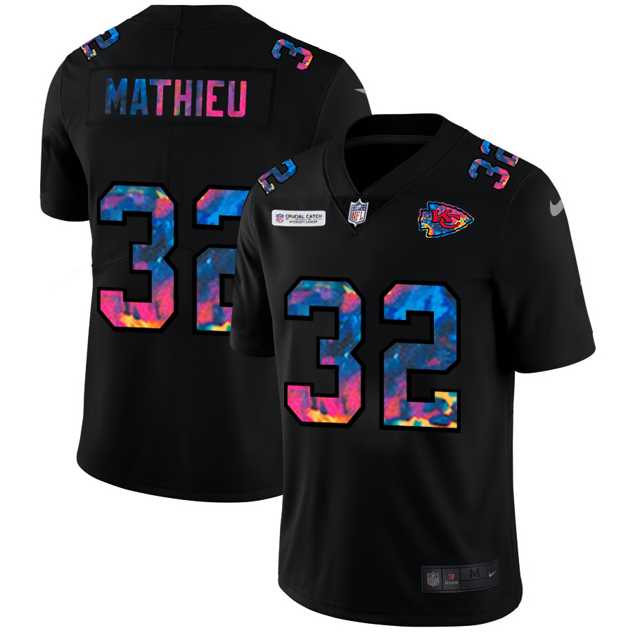 Kansas City Chiefs #32 Tyrann Mathieu Men's Nike Multi-Color Black 2020 NFL Crucial Catch Vapor Untouchable Limited Jersey