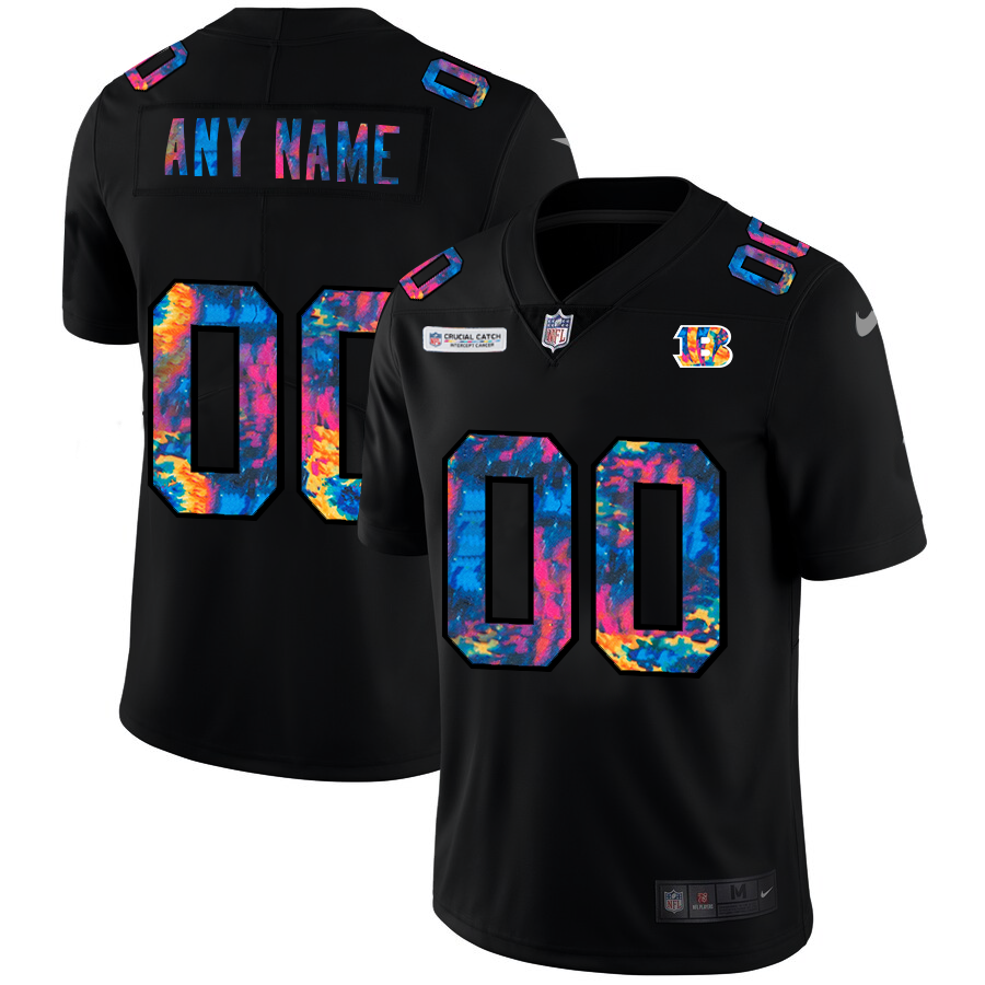 Cincinnati Bengals Custom Men's Nike Multi-Color Black 2020 NFL Crucial Catch Vapor Untouchable Limited Jersey