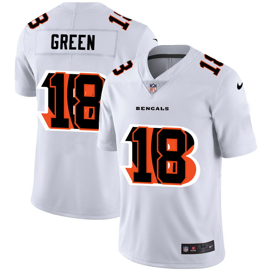 Cincinnati Bengals #18 A.J. Green White Men's Nike Team Logo Dual Overlap Limited NFL Jersey