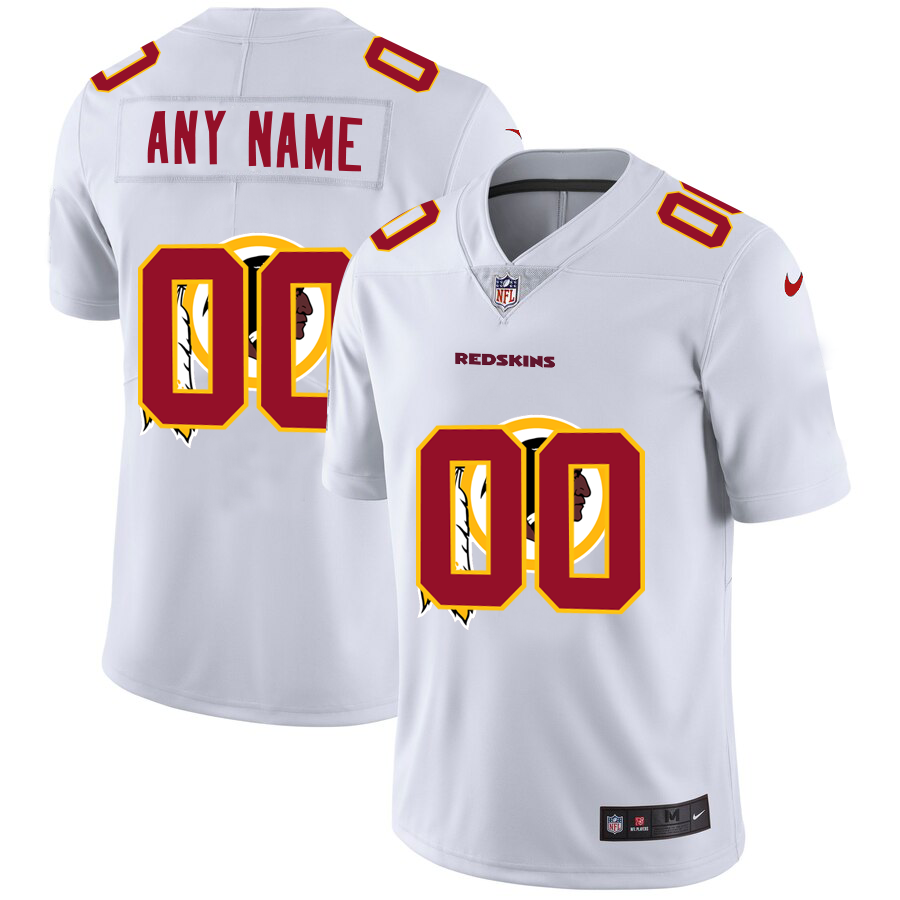 Washington Redskins Custom White Men's Nike Team Logo Dual Overlap Limited NFL Jersey