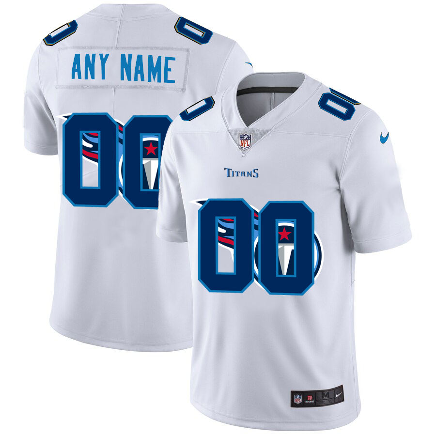 Tennessee Titans Custom White Men's Nike Team Logo Dual Overlap Limited NFL Jersey