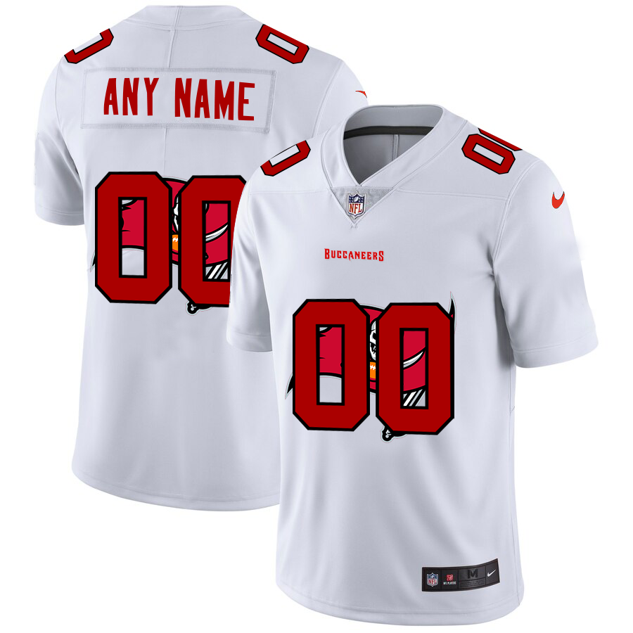 Tampa Bay Buccaneers Custom White Men's Nike Team Logo Dual Overlap Limited NFL Jersey