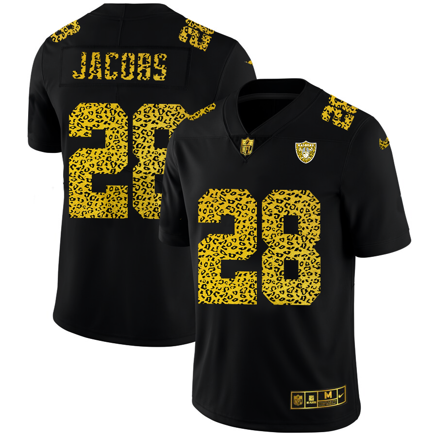 Las Vegas Raiders #28 Josh Jacobs Men's Nike Leopard Fashion Vapor Limited NFL Jersey Black