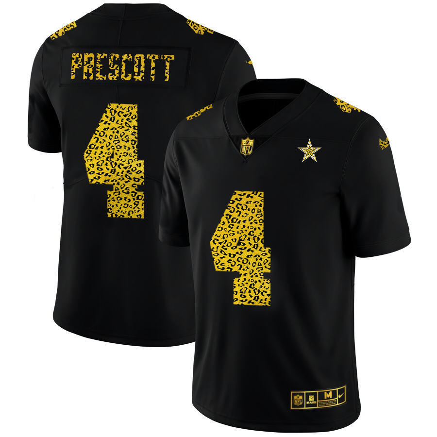 Dallas Cowboys #4 Dak Prescott Men's Nike Leopard Fashion Vapor Limited NFL Jersey Black