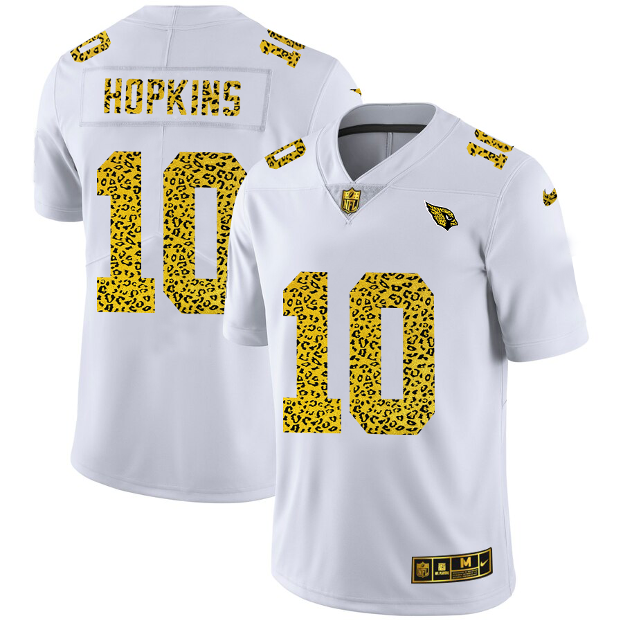 Arizona Cardinals #10 DeAndre Hopkins Men's Nike Flocked Leopard Vapor Limited NFL Jersey White