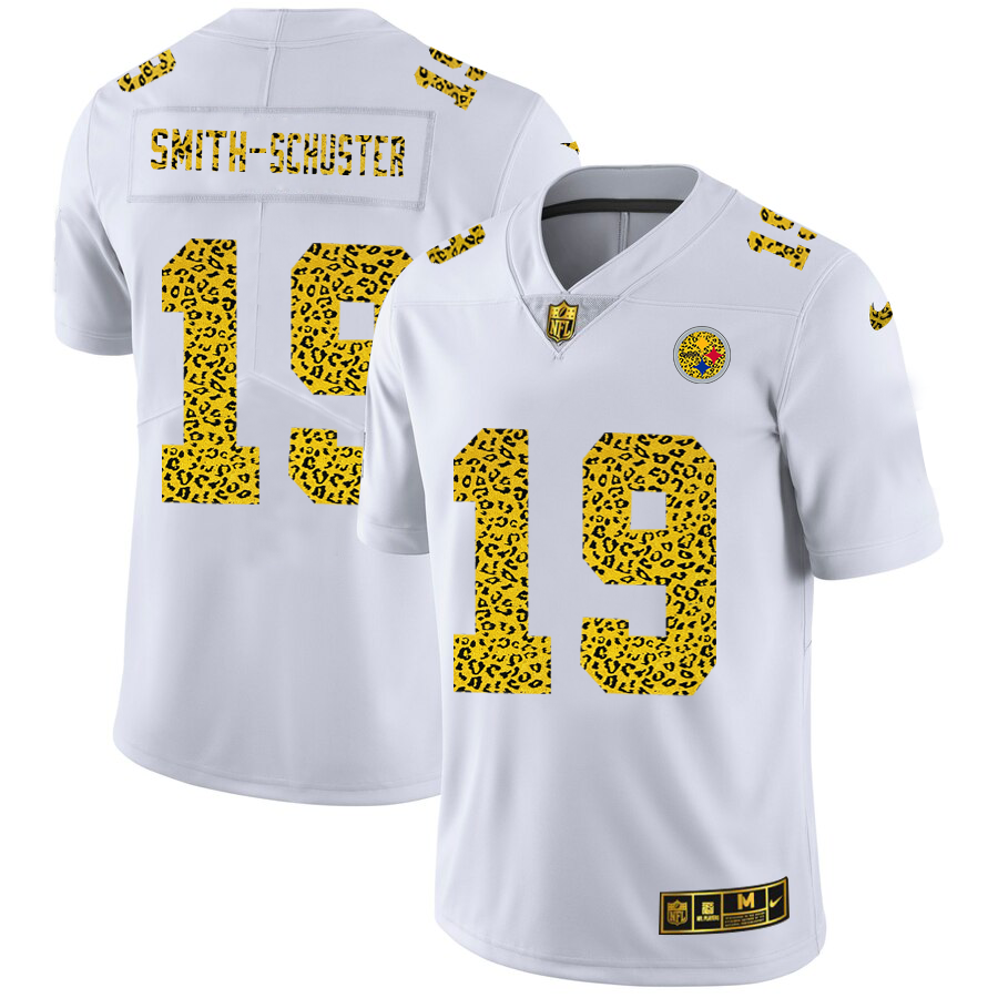 Pittsburgh Steelers #19 JuJu Smith-Schuster Men's Nike Flocked Leopard Vapor Limited NFL Jersey White