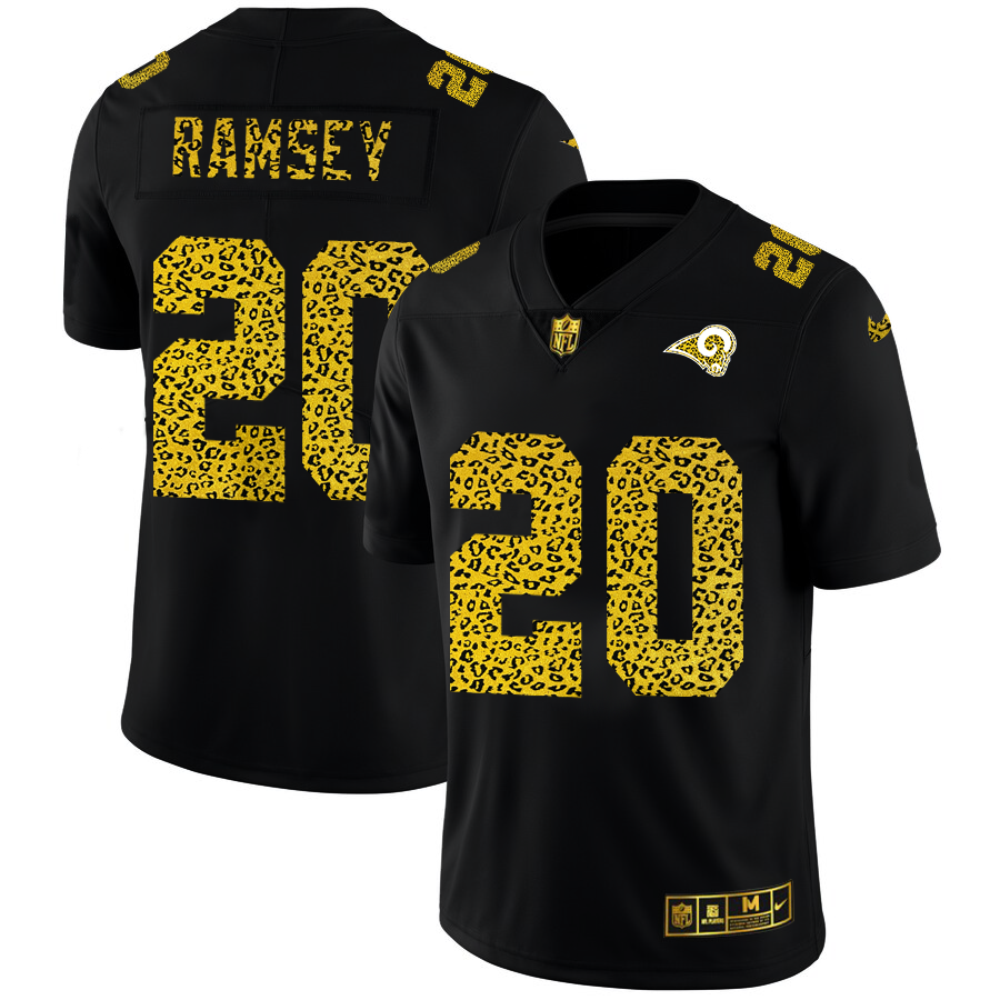 Los Angeles Rams #20 Jalen Ramsey Men's Nike Leopard Fashion Vapor Limited NFL Jersey Black