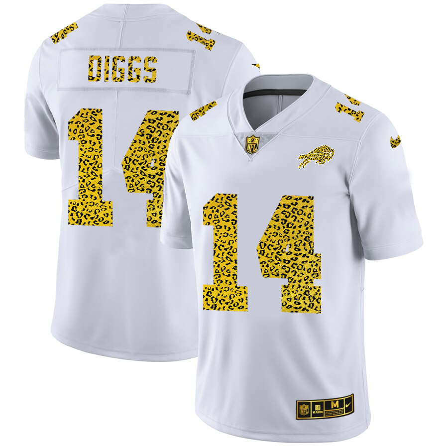 Buffalo Bills #14 Stefon Diggs Men's Nike Flocked Leopard Vapor Limited NFL Jersey White