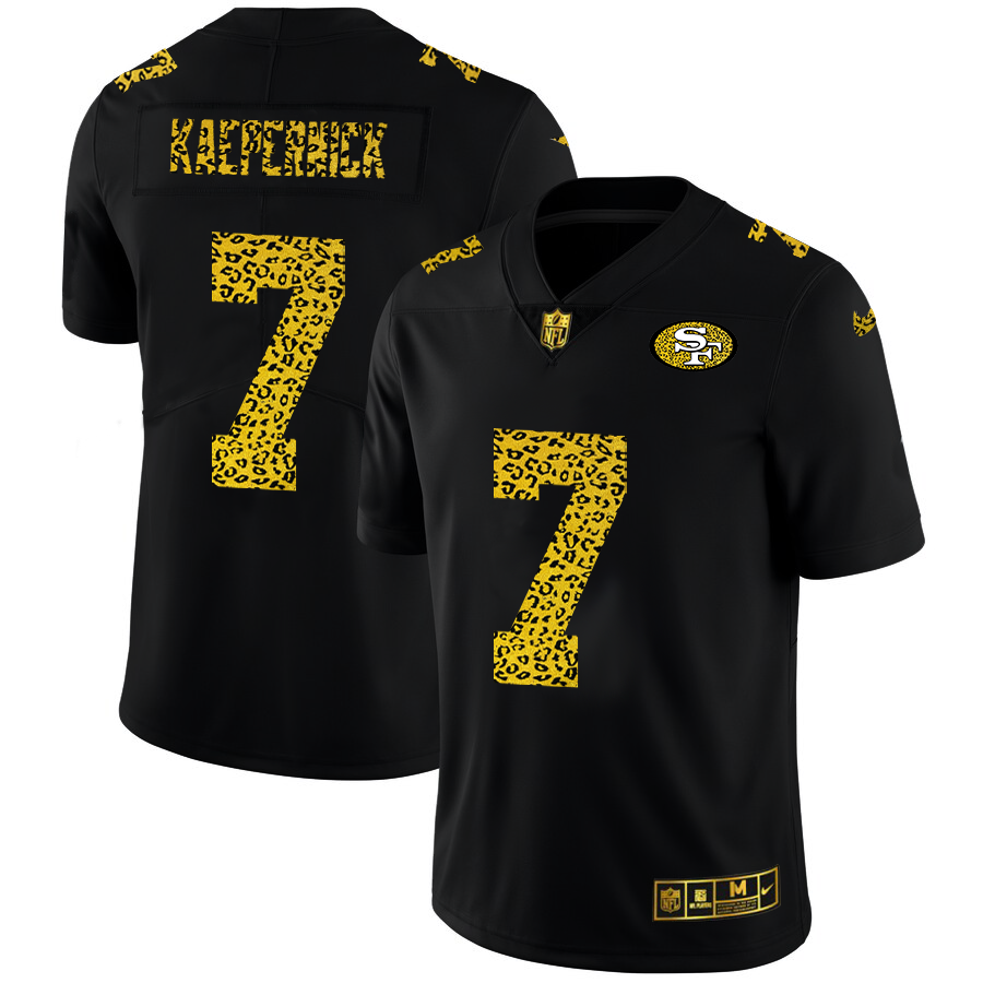 San Francisco 49ers #7 Colin Kaepernick Men's Nike Leopard Fashion Vapor Limited NFL Jersey Black