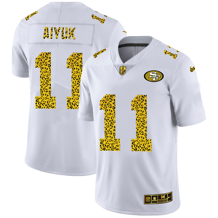 San Francisco 49ers #11 Brandon Aiyuk Men's Nike Flocked Leopard Vapor Limited NFL Jersey White