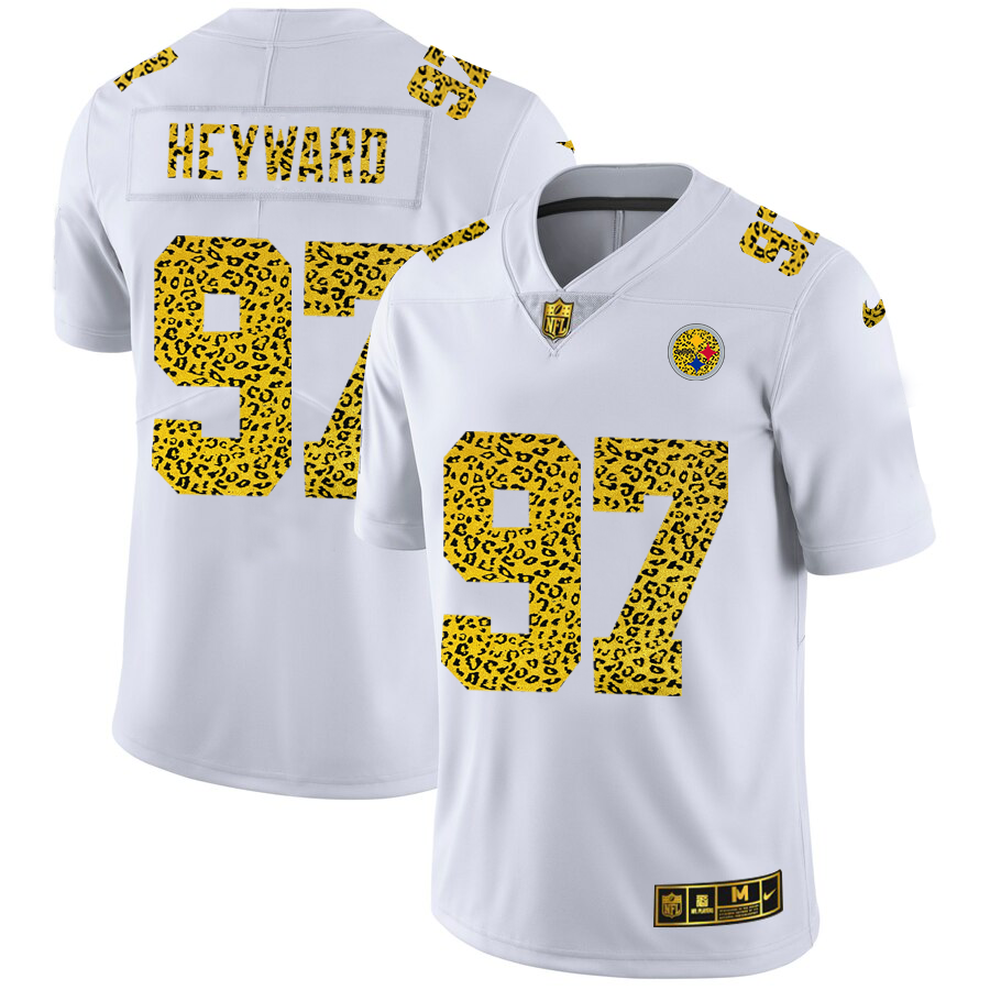 Pittsburgh Steelers #97 Cameron Heyward Men's Nike Flocked Leopard Vapor Limited NFL Jersey White