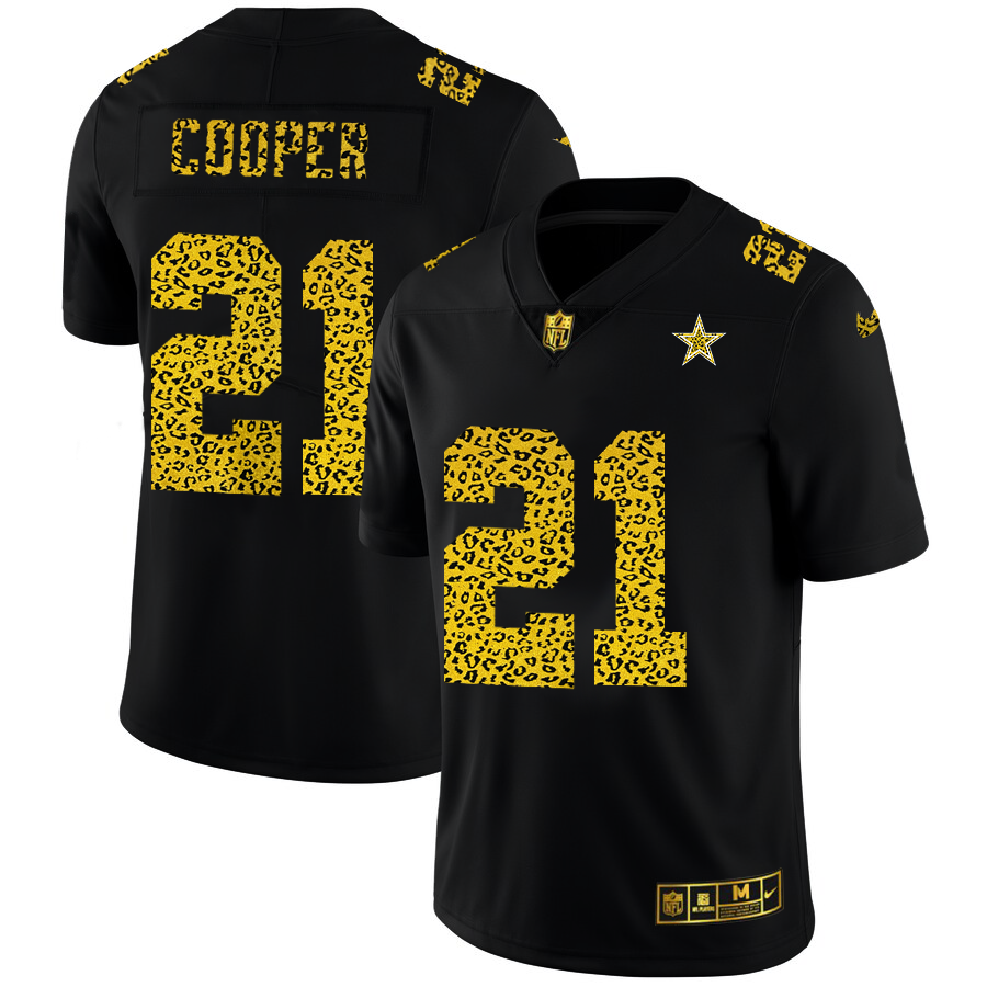 Dallas Cowboys #21 Ezekiel Elliott Men's Nike Leopard Fashion Vapor Limited NFL Jersey Black