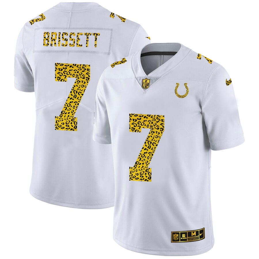 Indianapolis Colts #7 Jacoby Brissett Men's Nike Flocked Leopard Vapor Limited NFL Jersey White