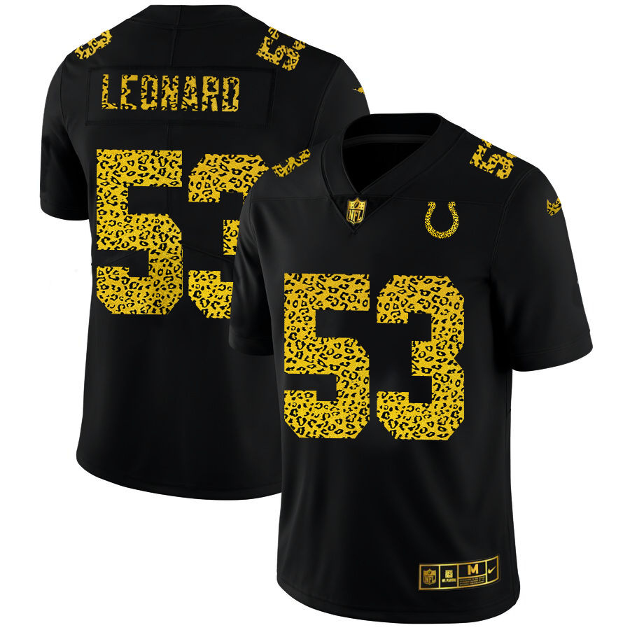 Indianapolis Colts #53 Darius Leonard Men's Nike Leopard Fashion Vapor Limited NFL Jersey Black