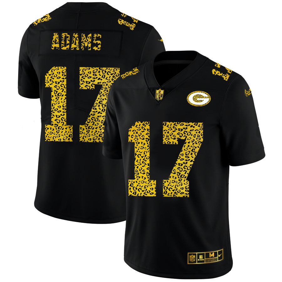 Green Bay Packers #17 Davante Adams Men's Nike Leopard Fashion Vapor Limited NFL Jersey Black