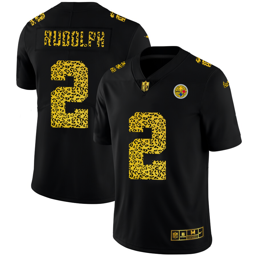 Pittsburgh Steelers #2 Mason Rudolph Men's Nike Leopard Fashion Vapor Limited NFL Jersey Black