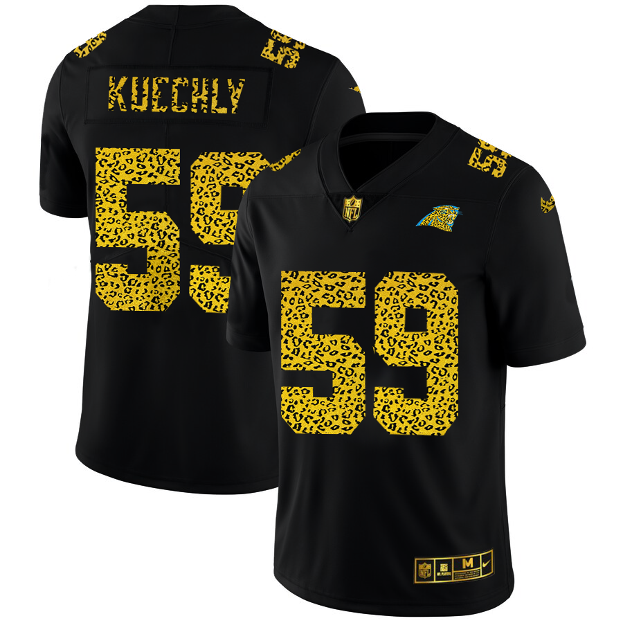 Carolina Panthers #59 Luke Kuechly Men's Nike Leopard Fashion Vapor Limited NFL Jersey Black