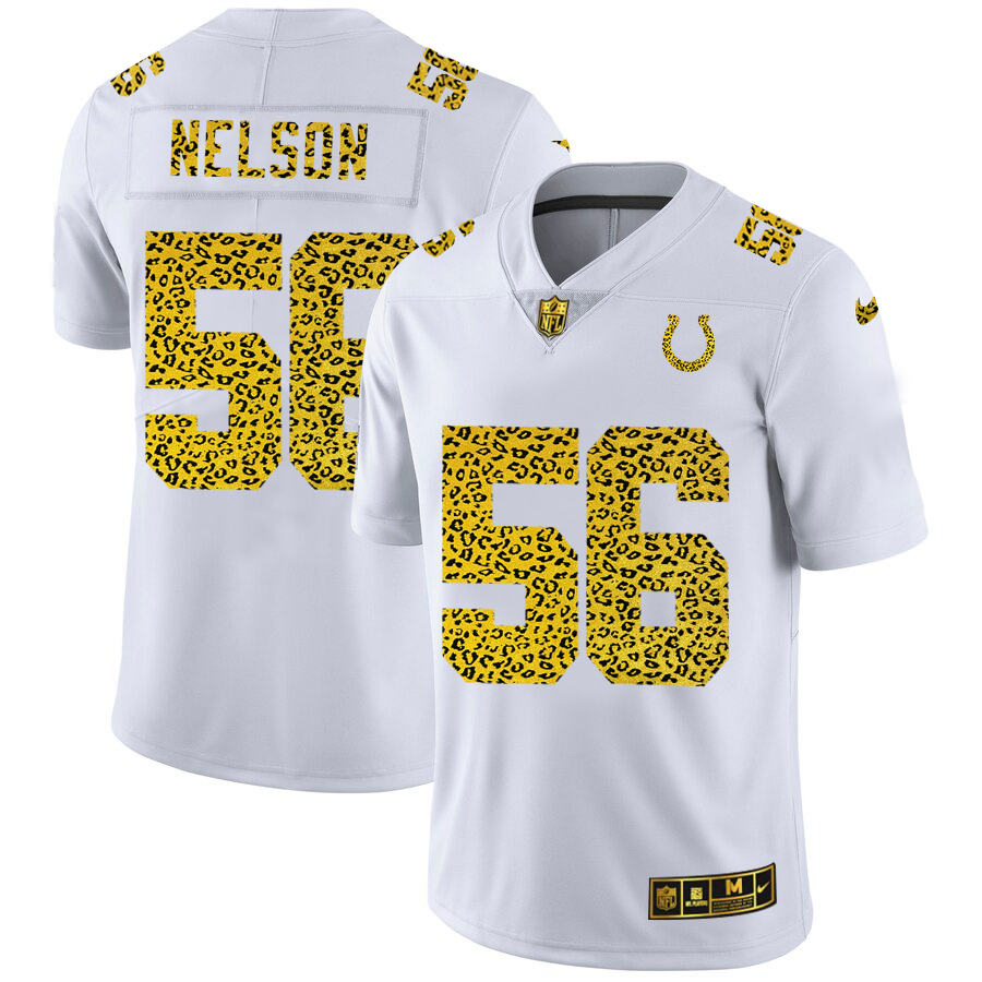 Indianapolis Colts #56 Quenton Nelson Men's Nike Flocked Leopard Vapor Limited NFL Jersey White