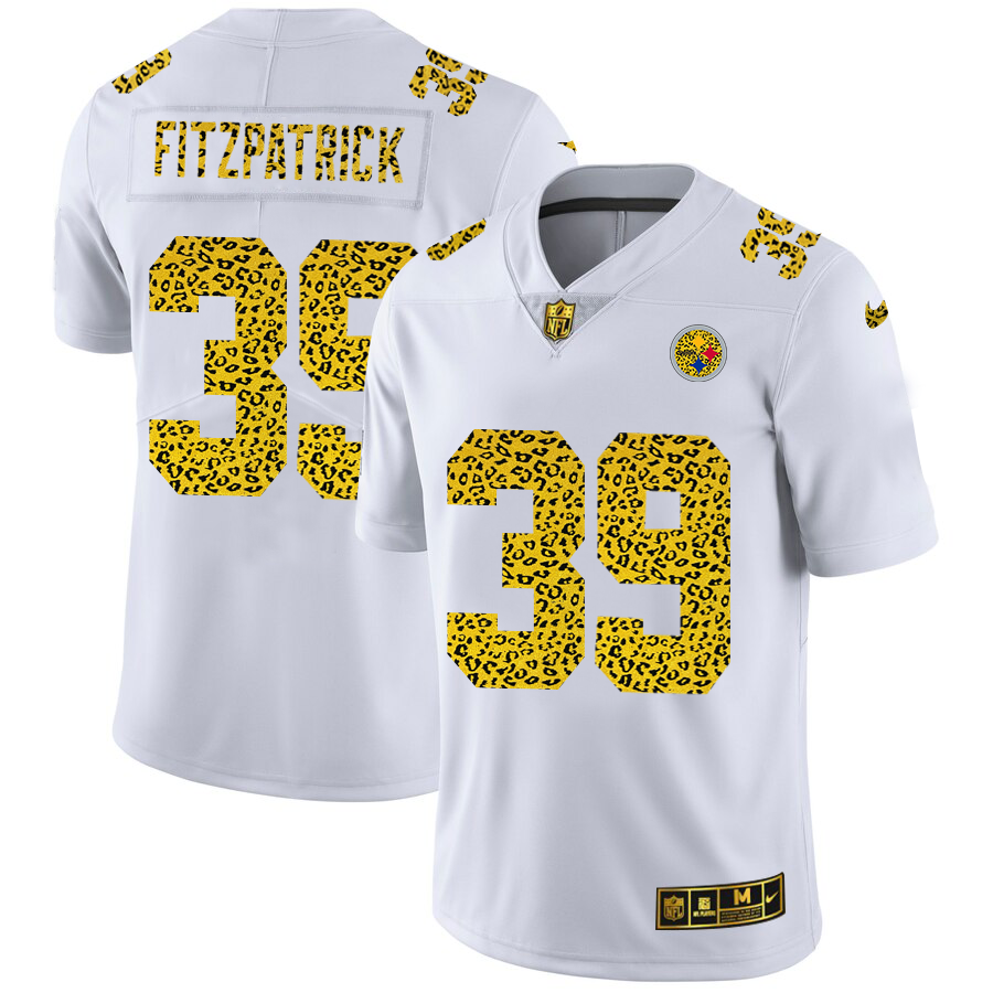 Pittsburgh Steelers #39 Minkah Fitzpatrick Men's Nike Flocked Leopard Vapor Limited NFL Jersey White