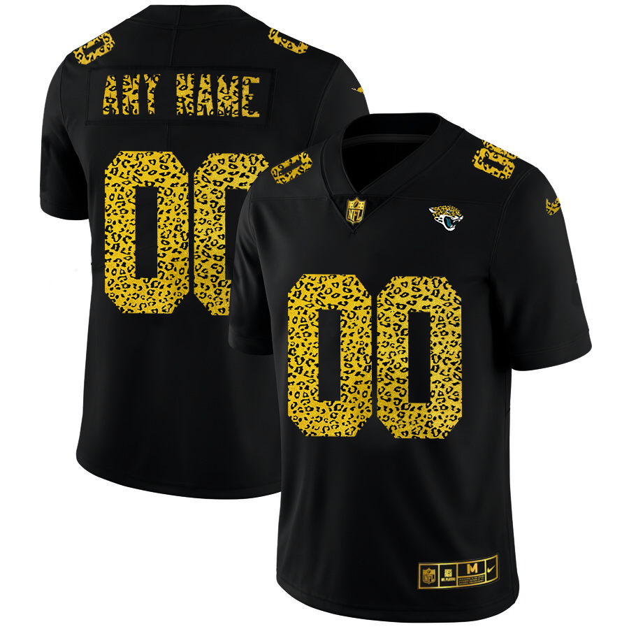 Jacksonville Jaguars Custom Men's Nike Leopard Fashion Vapor Limited NFL Jersey Black