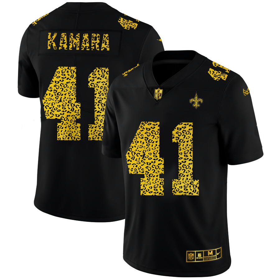 New Orleans Saints #41 Alvin Kamara Men's Nike Leopard Fashion Vapor Limited NFL Jersey Black