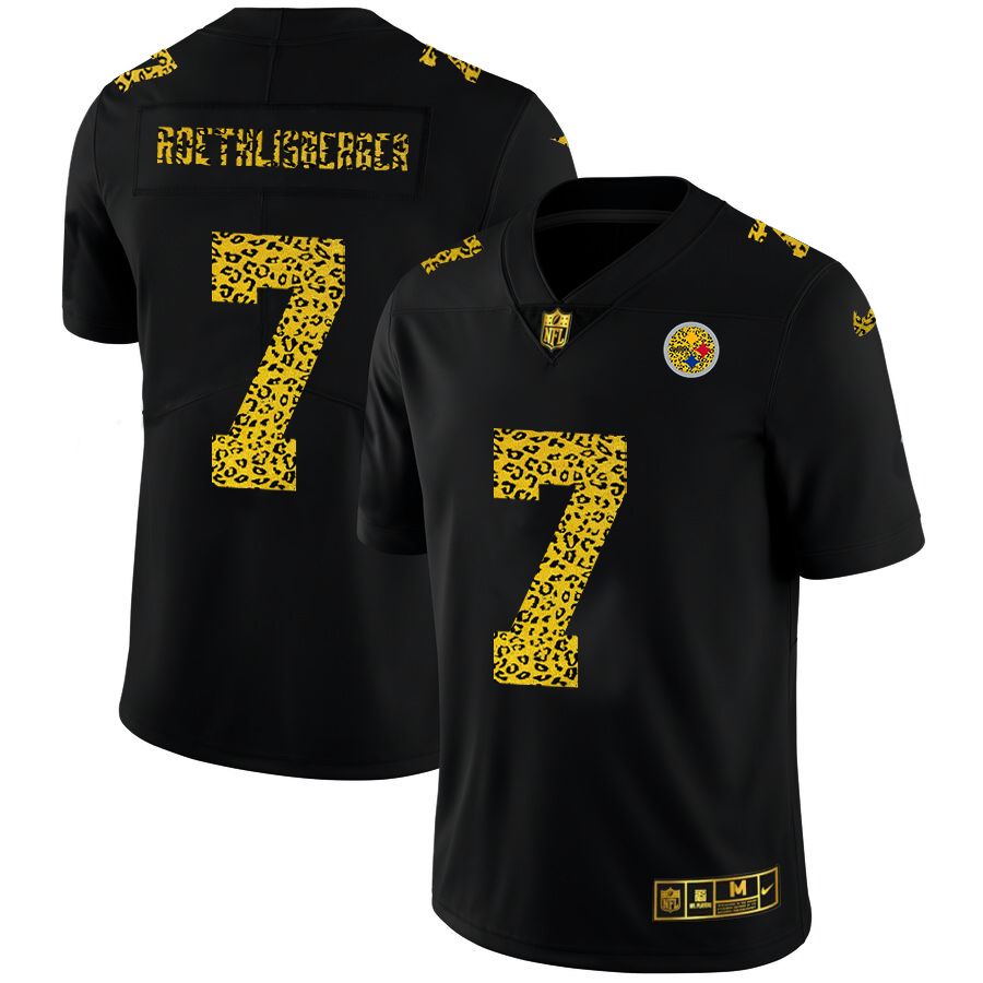 Pittsburgh Steelers #7 Ben Roethlisberger Men's Nike Leopard Fashion Vapor Limited NFL Jersey Black