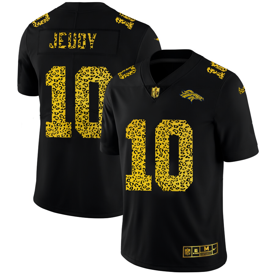 Denver Broncos #10 Jerry Jeudy Men's Nike Leopard Fashion Vapor Limited NFL Jersey Black