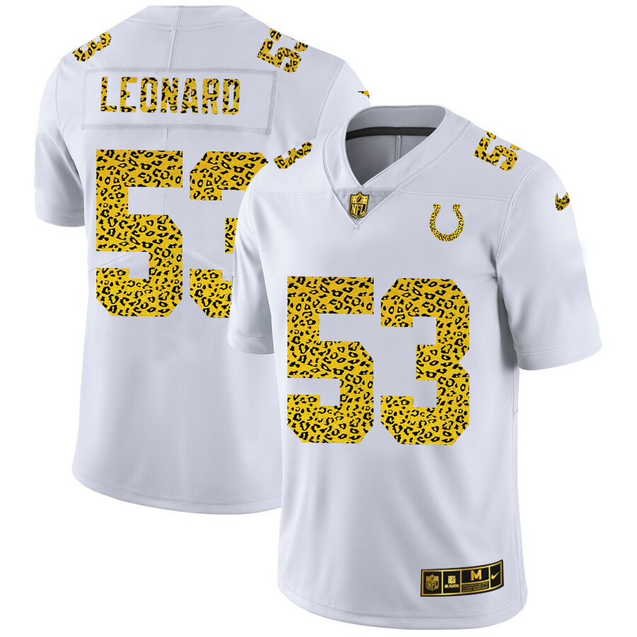 Indianapolis Colts #53 Darius Leonard Men's Nike Flocked Leopard Vapor Limited NFL Jersey White