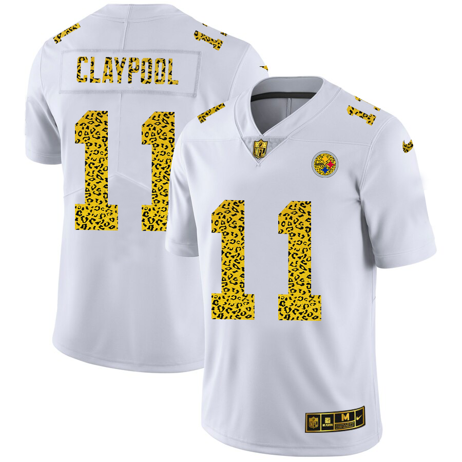 Pittsburgh Steelers #11 Chase Claypool Men's Nike Flocked Leopard Vapor Limited NFL Jersey White