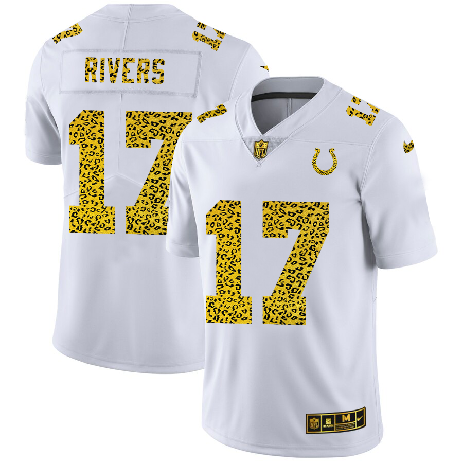 Indianapolis Colts #17 Philip Rivers Men's Nike Flocked Leopard Vapor Limited NFL Jersey White