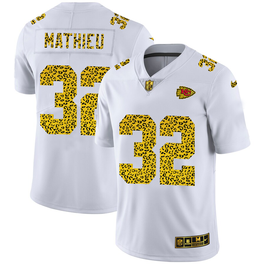 Kansas City Chiefs #32 Tyrann Mathieu Men's Nike Flocked Leopard Vapor Limited NFL Jersey White