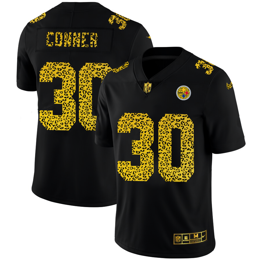 Pittsburgh Steelers #30 James Conner Men's Nike Leopard Fashion Vapor Limited NFL Jersey Black