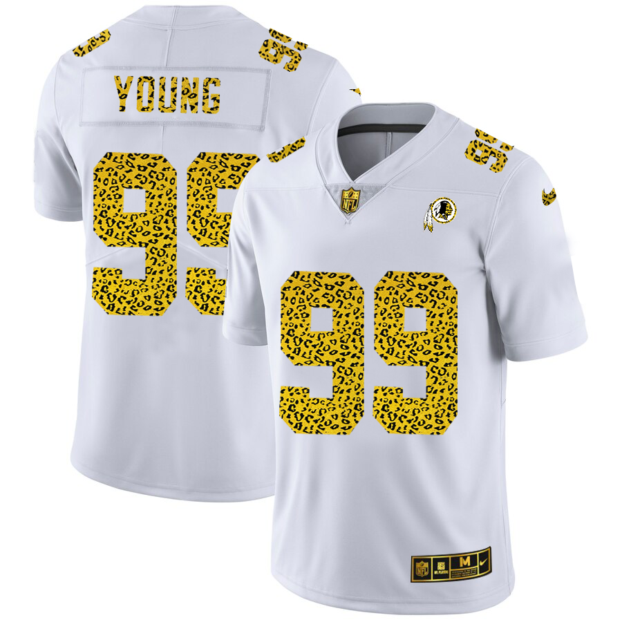 Washington Redskins #99 Chase Young Men's Nike Flocked Leopard Vapor Limited NFL Jersey White