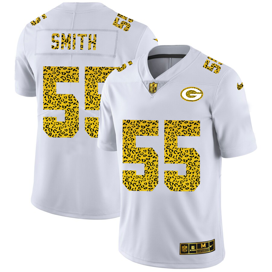 Green Bay Packers #55 Za'Darius Smith Men's Nike Flocked Leopard Vapor Limited NFL Jersey White