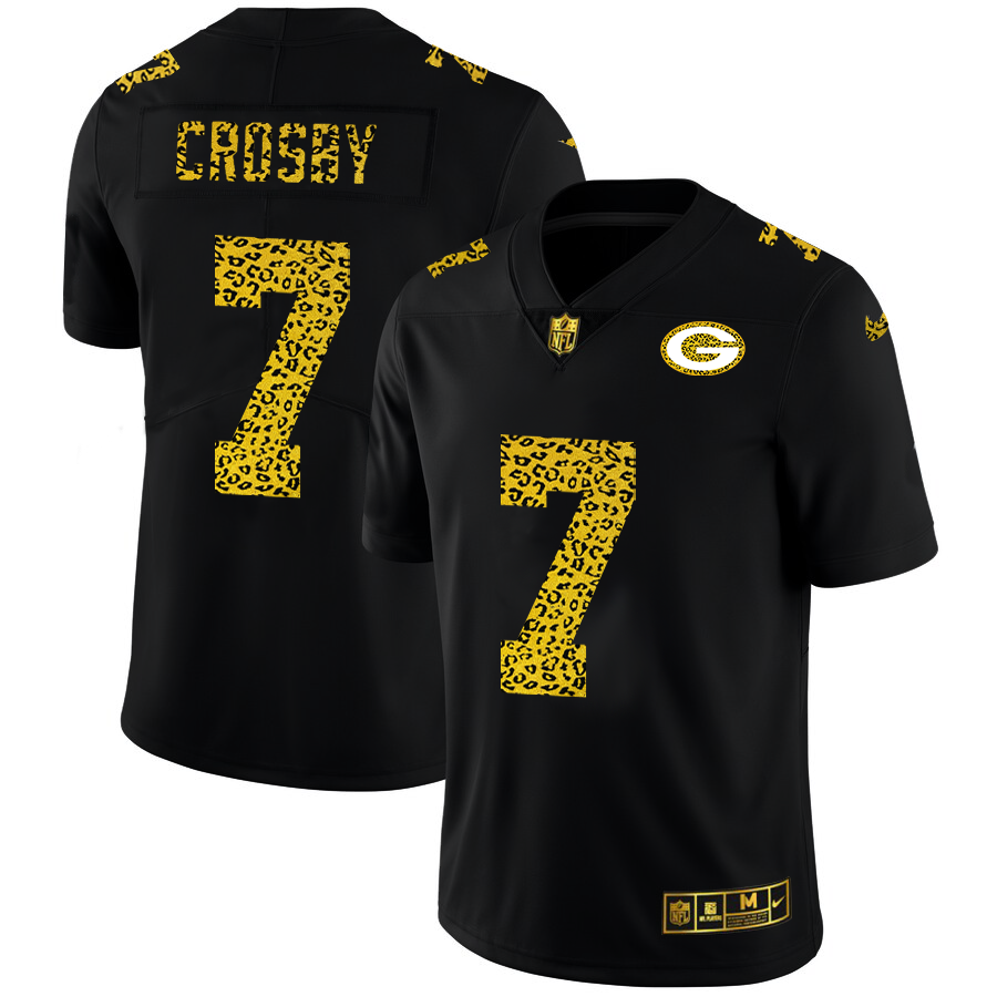 Green Bay Packers #7 Mason Crosby Men's Nike Leopard Fashion Vapor Limited NFL Jersey Black