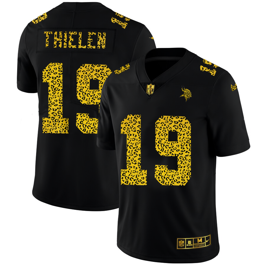 Minnesota Vikings #19 Adam Thielen Men's Nike Leopard Fashion Vapor Limited NFL Jersey Black