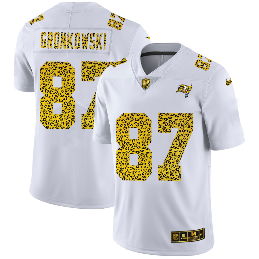 Tampa Bay Buccaneers #87 Rob Gronkowski Men's Nike Flocked Leopard Vapor Limited NFL Jersey White