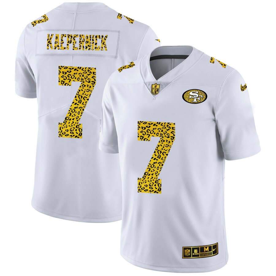 San Francisco 49ers #7 Colin Kaepernick Men's Nike Flocked Leopard Vapor Limited NFL Jersey White