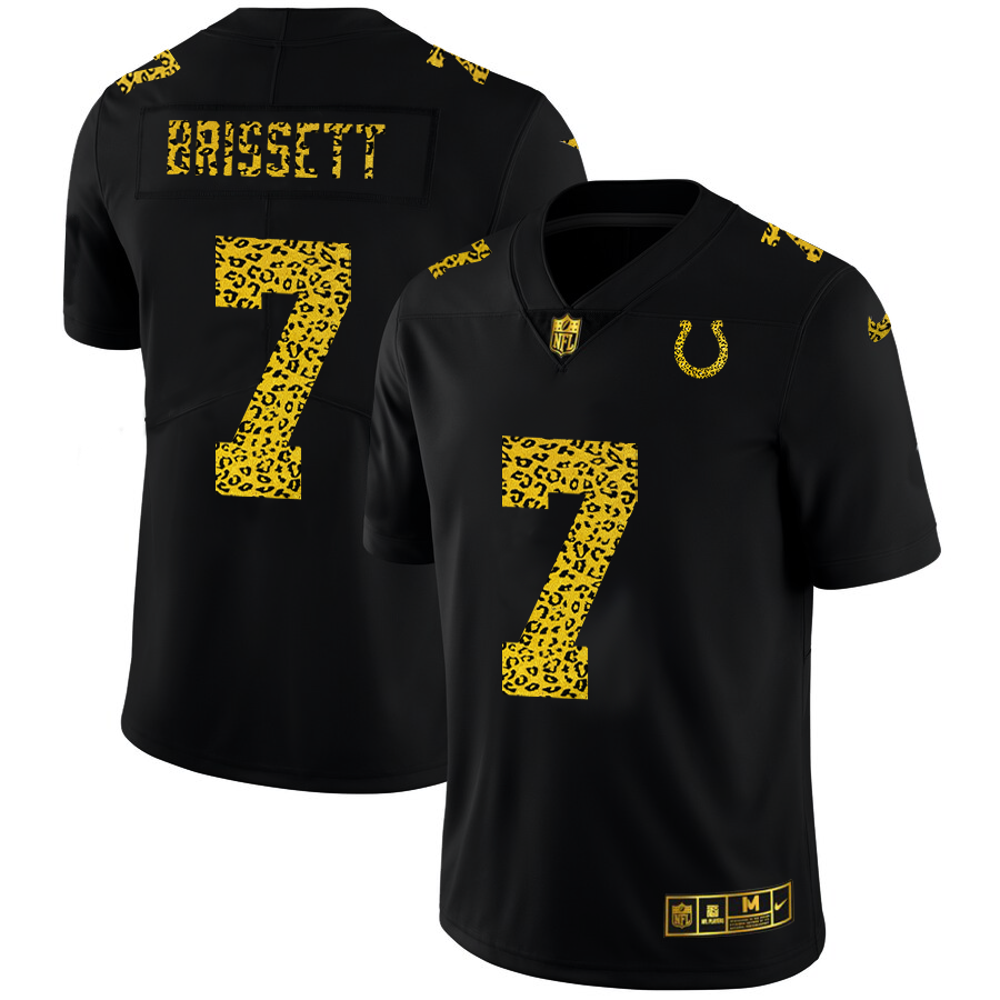 Indianapolis Colts #7 Jacoby Brissett Men's Nike Leopard Fashion Vapor Limited NFL Jersey Black