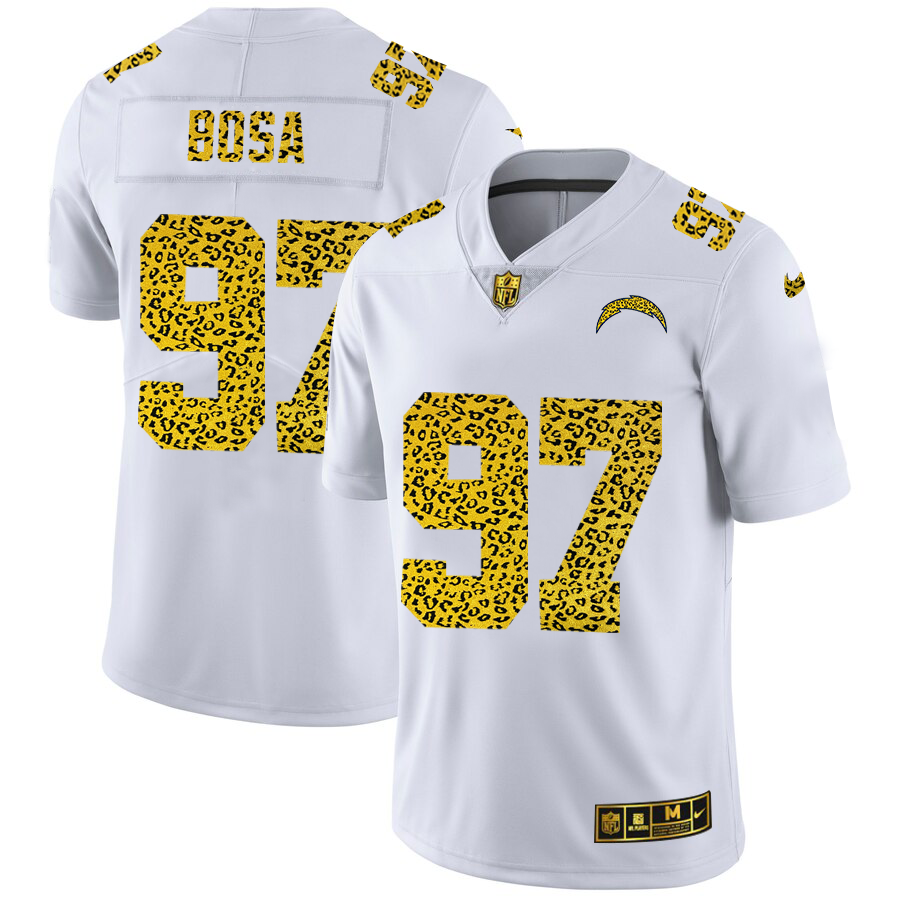 Los Angeles Chargers #97 Joey Bosa Men's Nike Flocked Leopard Vapor Limited NFL Jersey White