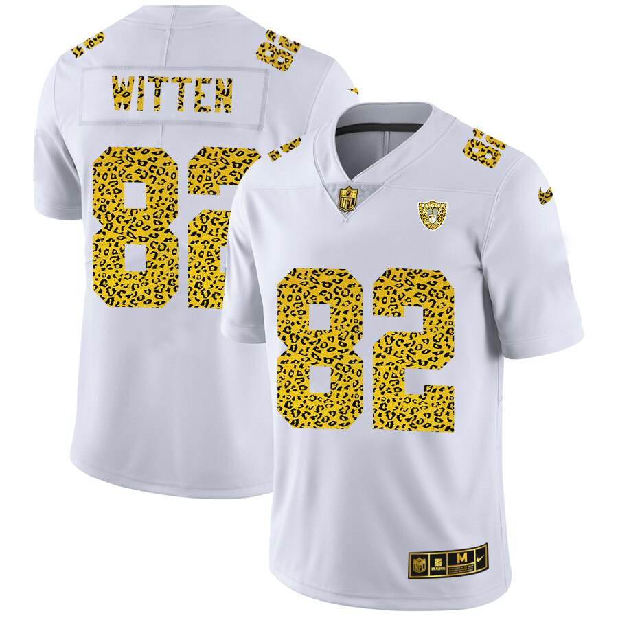 Las Vegas Raiders #82 Jason Witten Men's Nike Flocked Leopard Vapor Limited NFL Jersey White