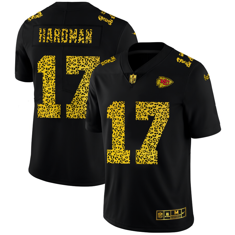 Kansas City Chiefs #17 Mecole Hardman Men's Nike Leopard Fashion Vapor Limited NFL Jersey Black