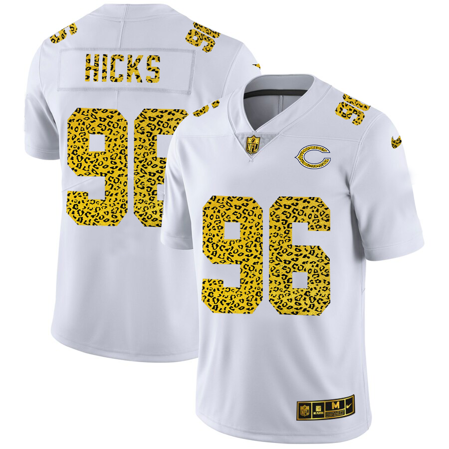 Chicago Bears #96 Akiem Hicks Men's Nike Flocked Leopard Vapor Limited NFL Jersey White