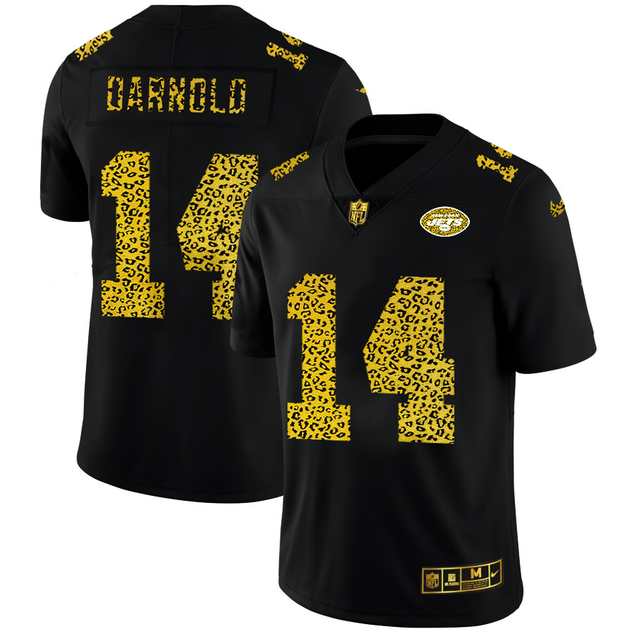 New York Jets #14 Sam Darnold Men's Nike Leopard Fashion Vapor Limited NFL Jersey Black