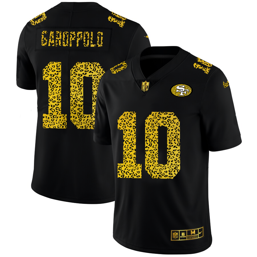 San Francisco 49ers #10 Jimmy Garoppolo Men's Nike Leopard Fashion Vapor Limited NFL Jersey Black