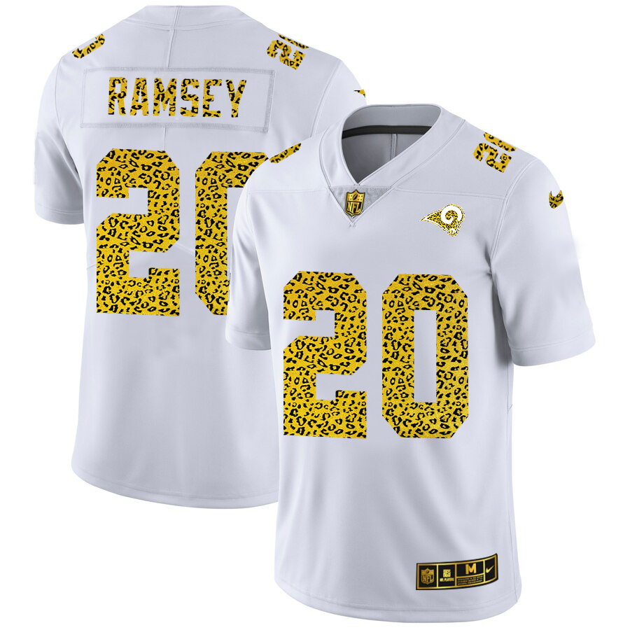 Los Angeles Rams #20 Jalen Ramsey Men's Nike Flocked Leopard Vapor Limited NFL Jersey White