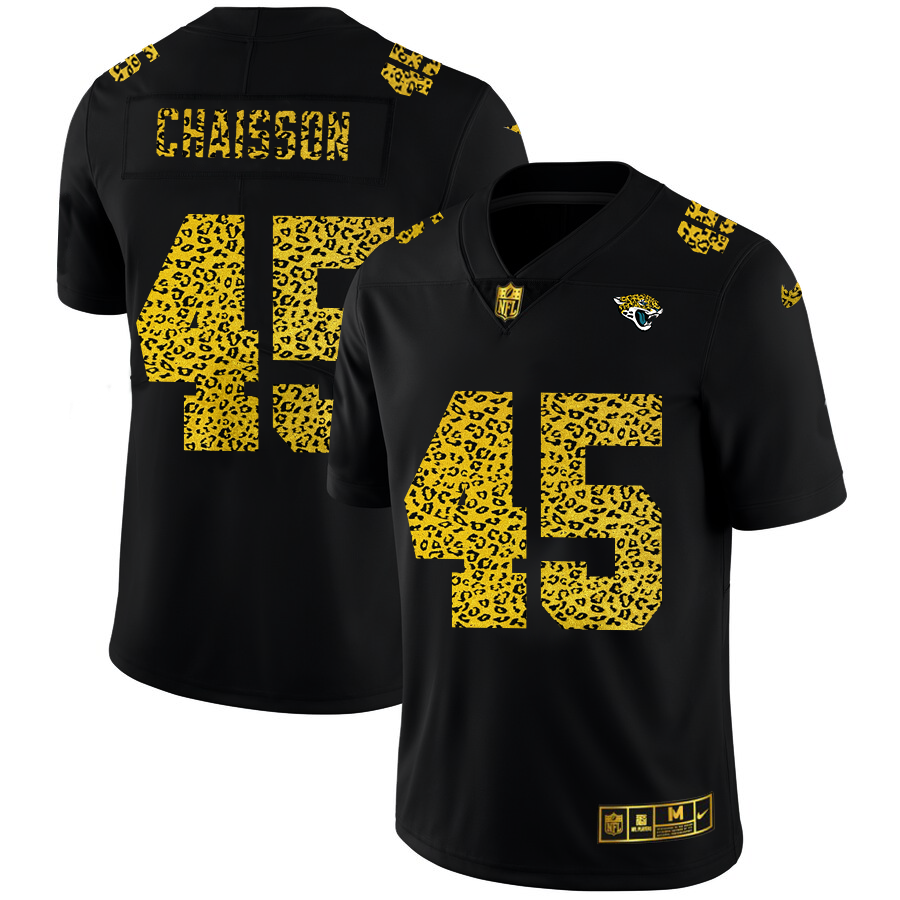 Jacksonville Jaguars #45 K'Lavon Chaisson Men's Nike Leopard Fashion Vapor Limited NFL Jersey Black