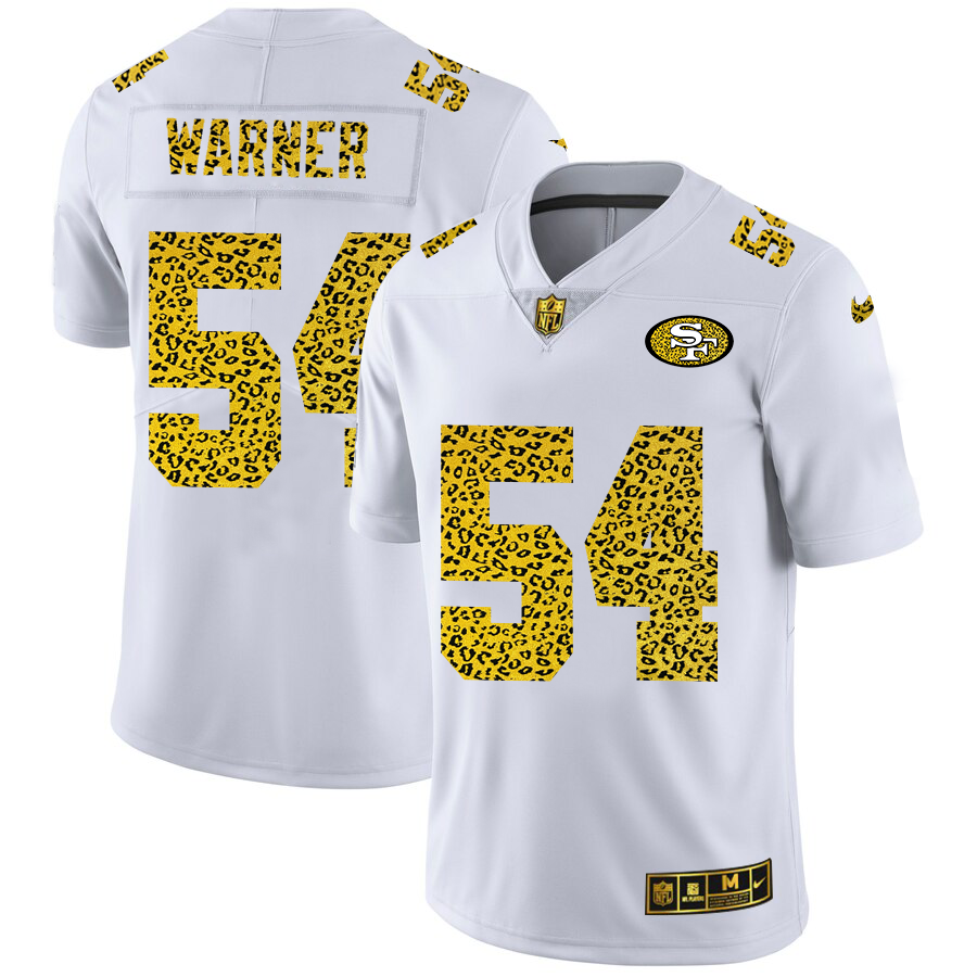 San Francisco 49ers #54 Fred Warner Men's Nike Flocked Leopard Vapor Limited NFL Jersey White