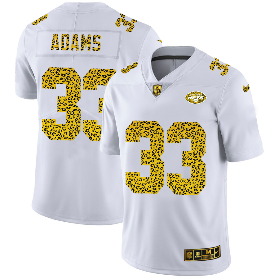 New York Jets #33 Jamal Adams Men's Nike Flocked Leopard Vapor Limited NFL Jersey White